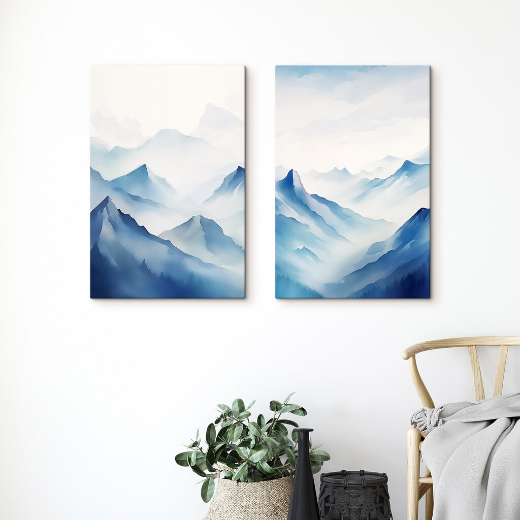 Schilderij van bergen en mist — interieur 2