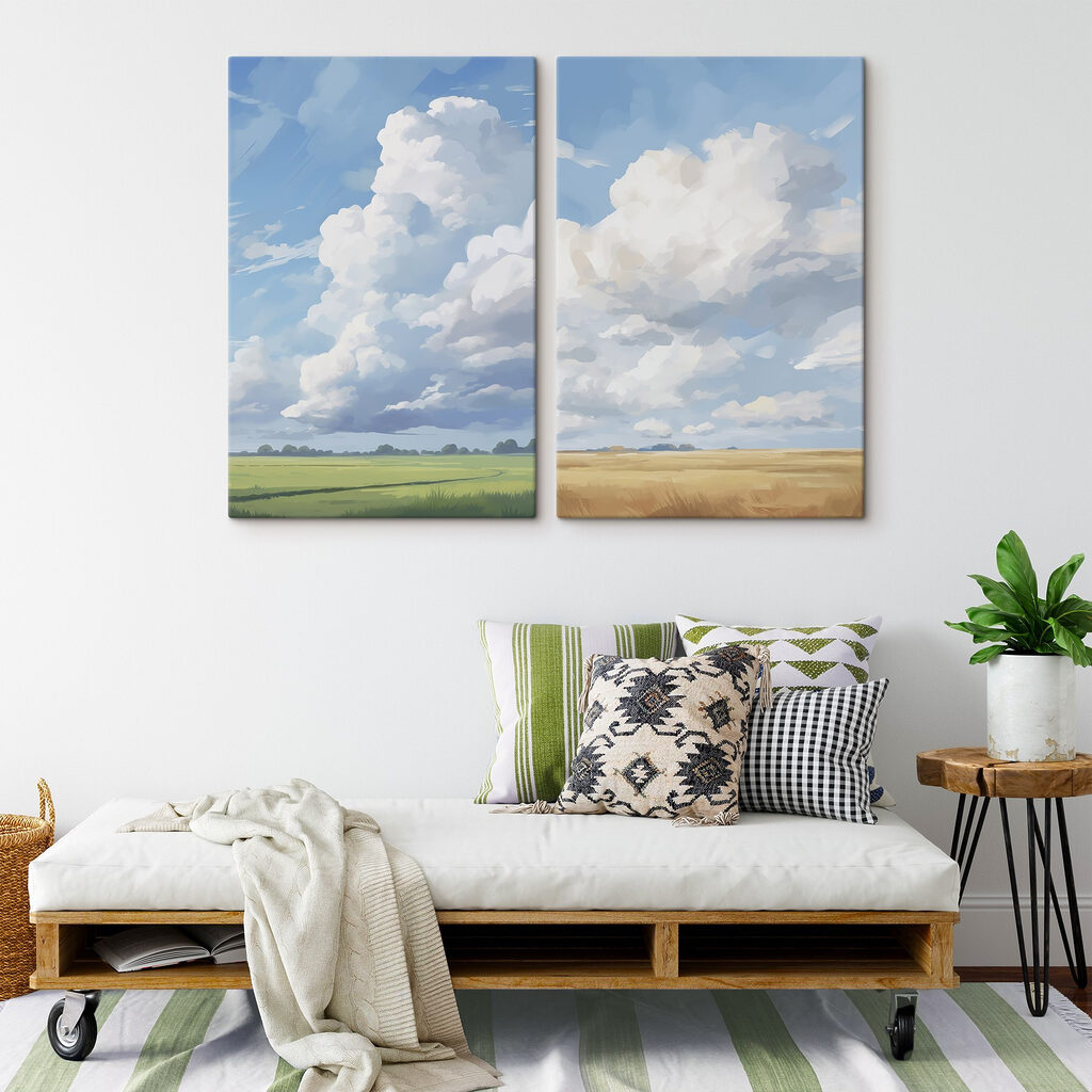 Vergelijking van een landschap in een interieur