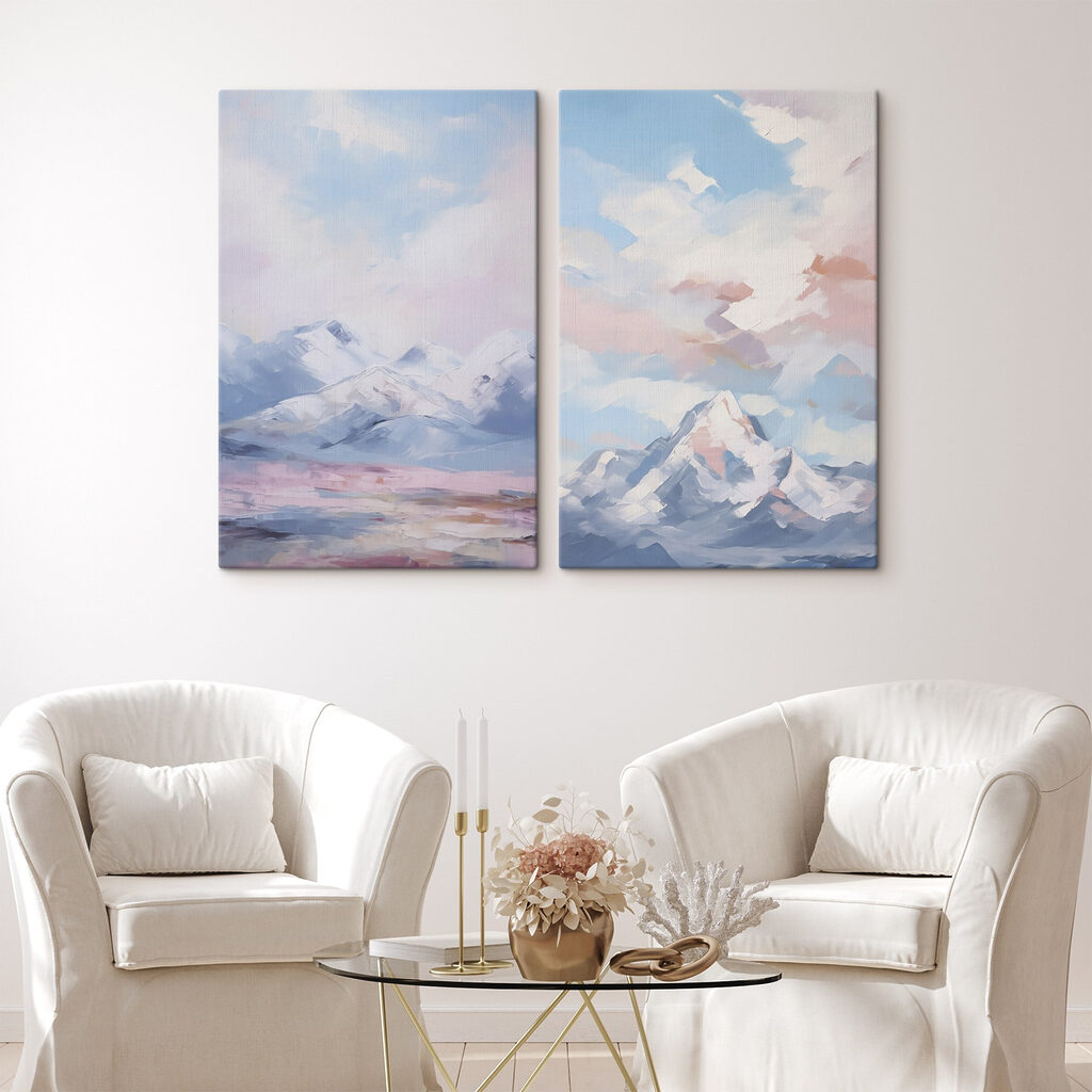 Schilderij van bergen en wolken — interieur 1