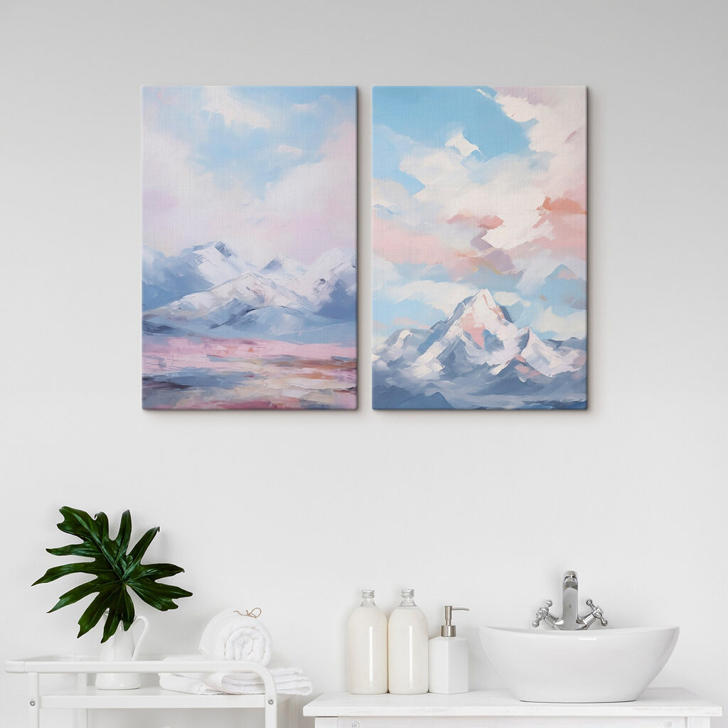 Schilderij van bergen en wolken — interieur 2