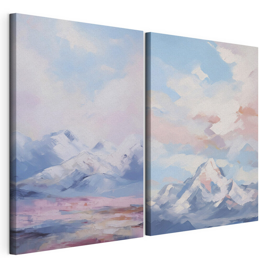 Schilderij van bergen en wolken — productweergave