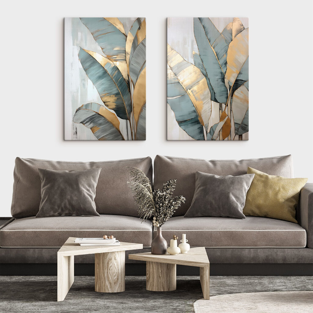 - Tropische bladeren in zachte kleuren — interieur 1