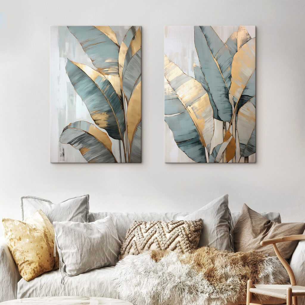 - Tropische bladeren in zachte kleuren — interieur 2