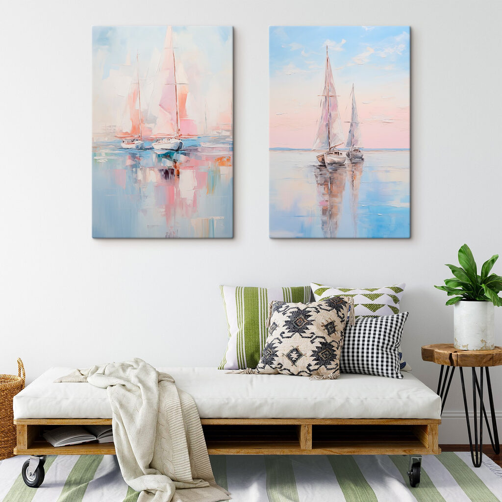 Schilderij van boten op het water — interieur 1