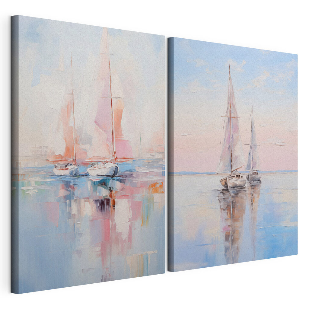 Schilderij van boten op het water — productweergave