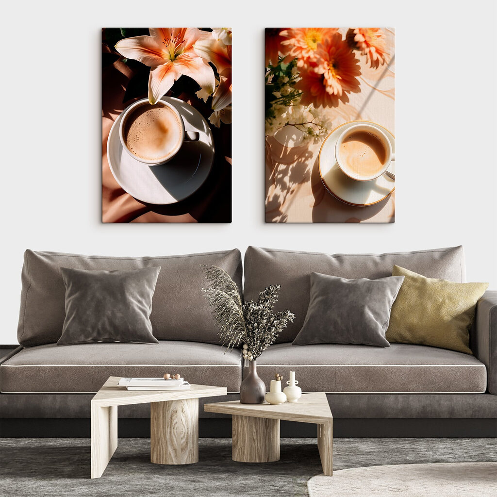 Kopje koffie met bloemen — interieur 1