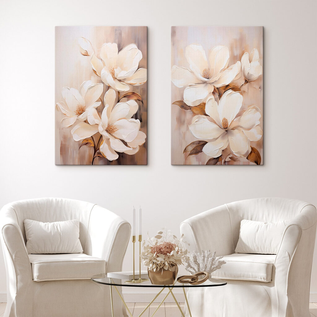 Schilderij van witte bloemen — interieur 2