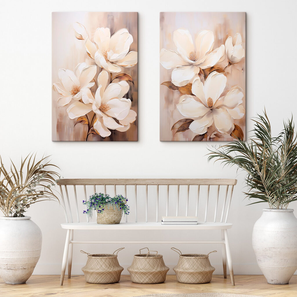 Schilderij van witte bloemen — interieur 1