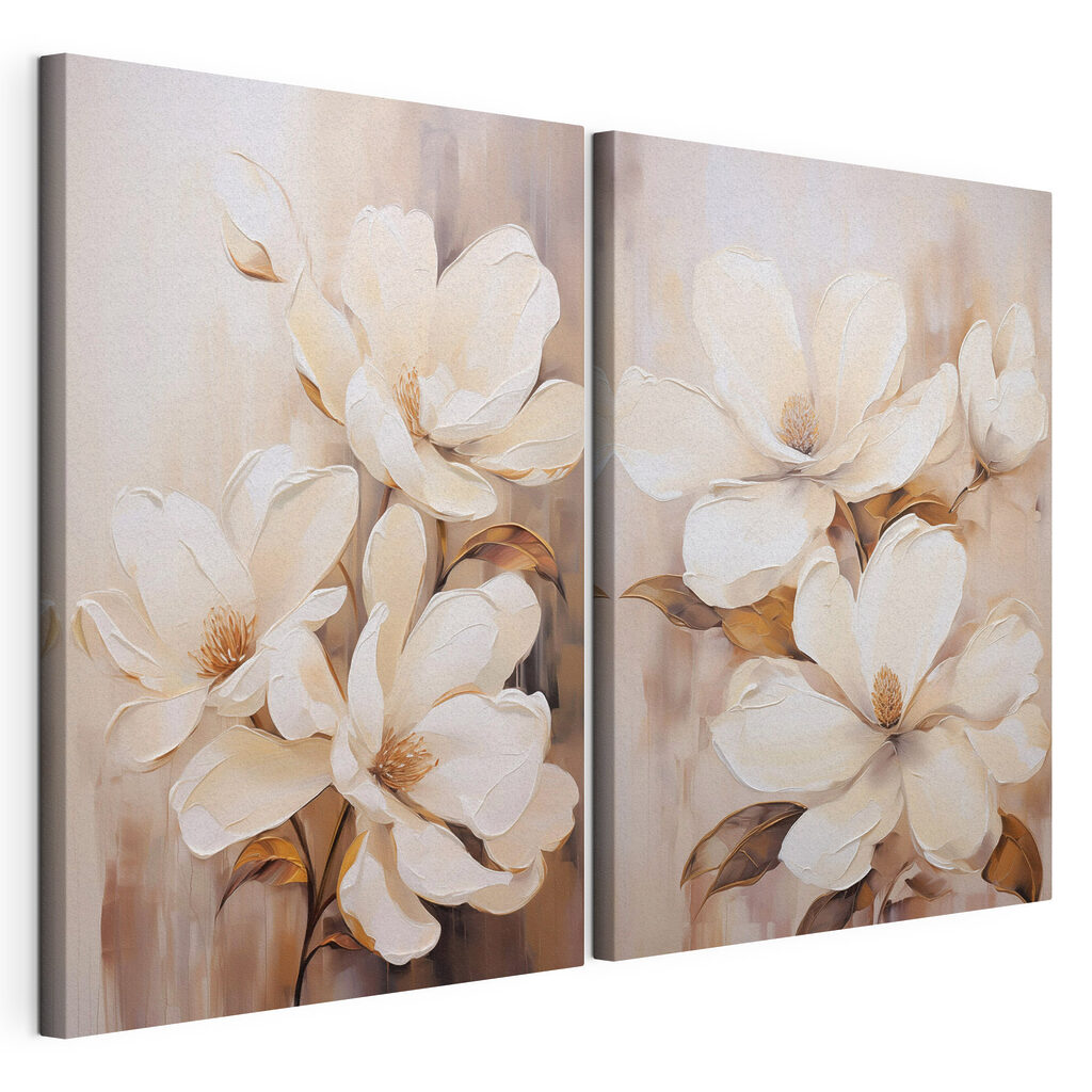 Schilderij van witte bloemen — productweergave