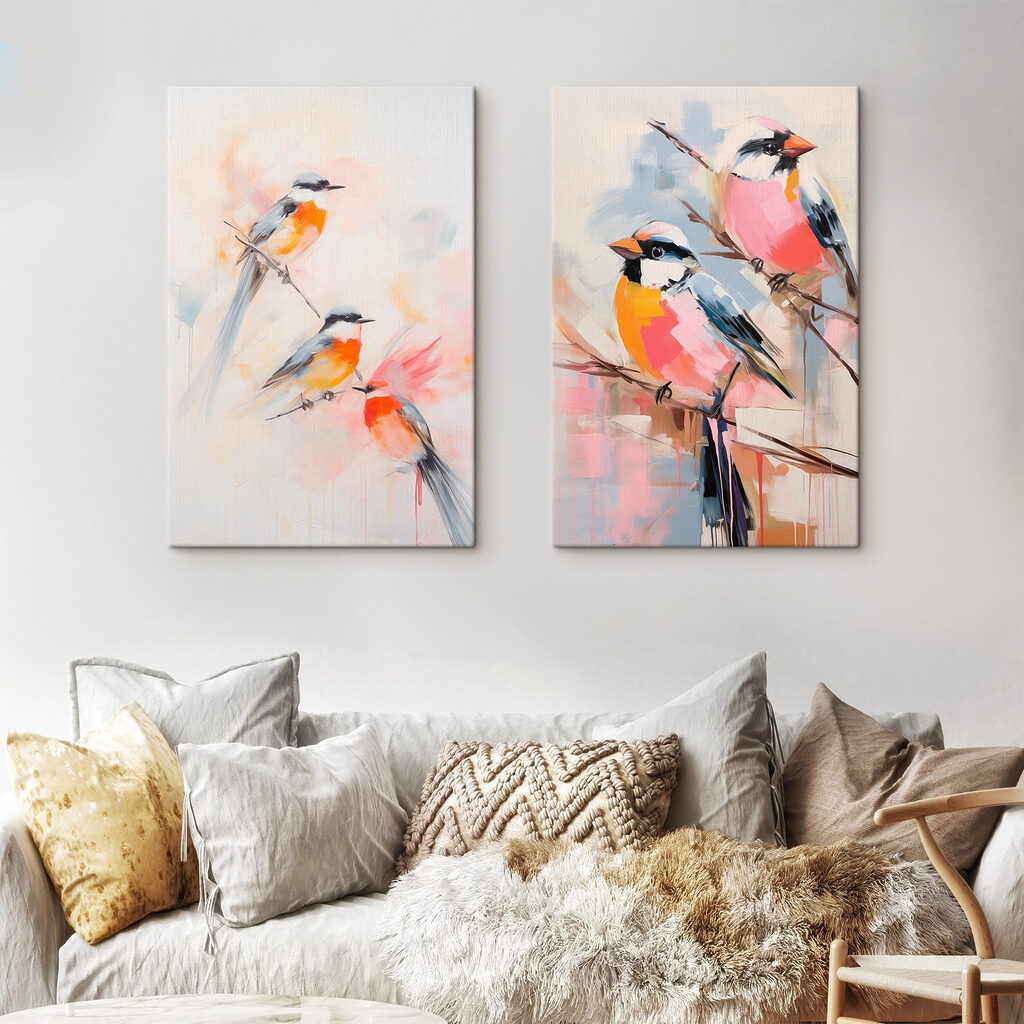 Schilderij van vogels op een tak — interieur 2