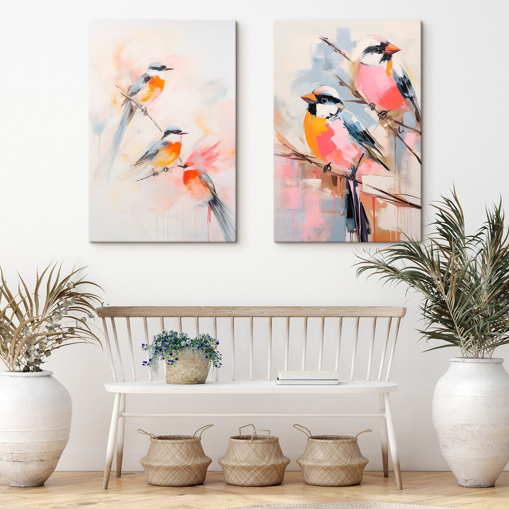 Schilderij van vogels op een tak — interieur 1