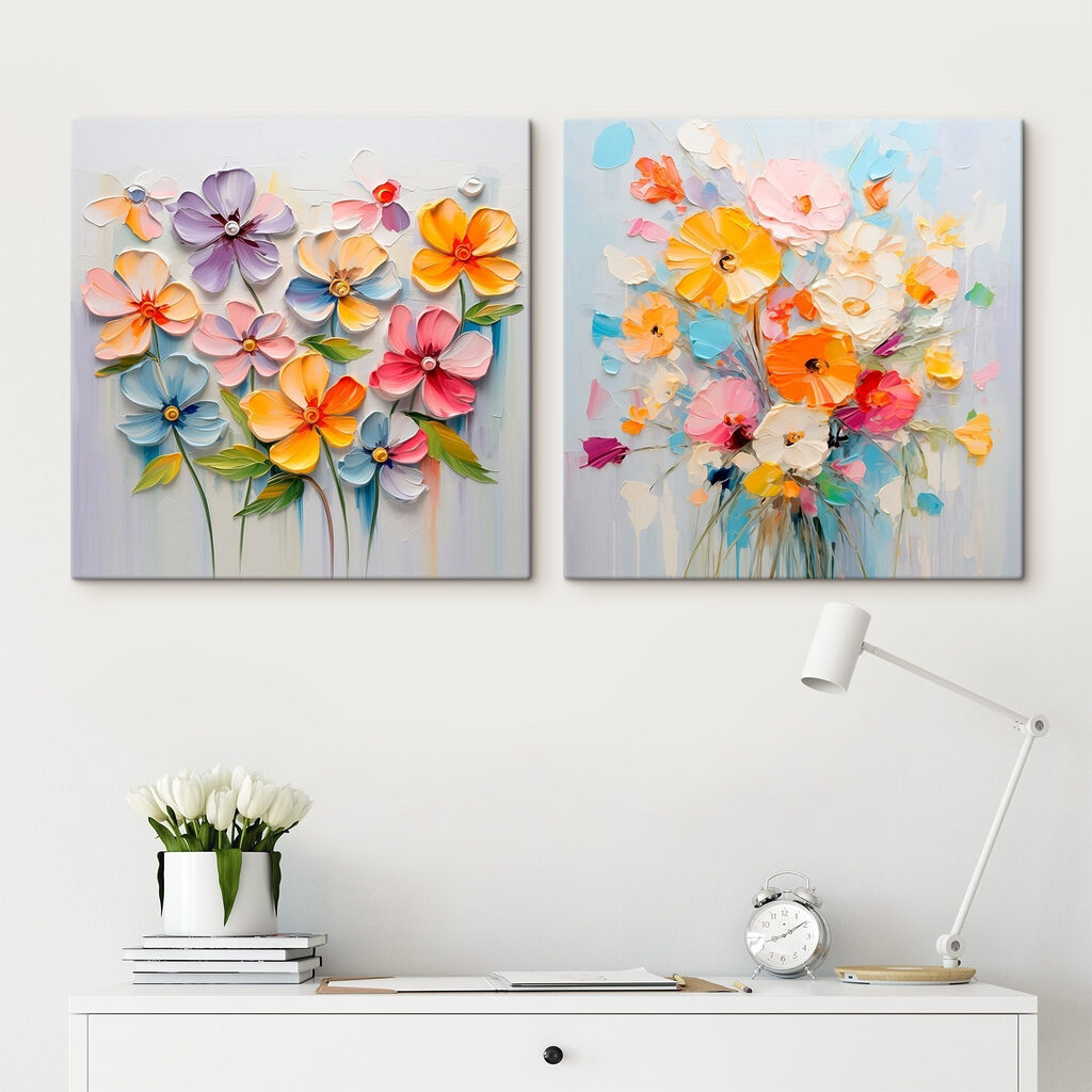 Schilderij van bloemen op een wit oppervlak — interieur 1