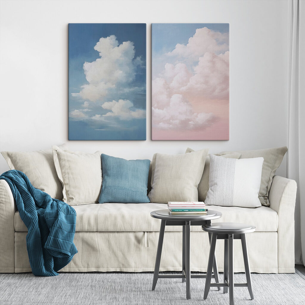Blauwe lucht met witte wolken — interieur 1