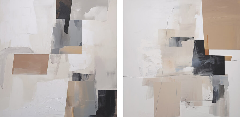 Schilderij in verschillende tinten grijs en zwart — volledig ontwerp