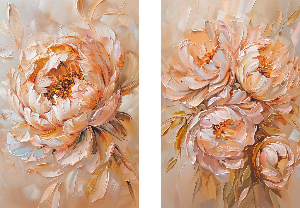 Schilderij van bloemen op doek — volledig ontwerp