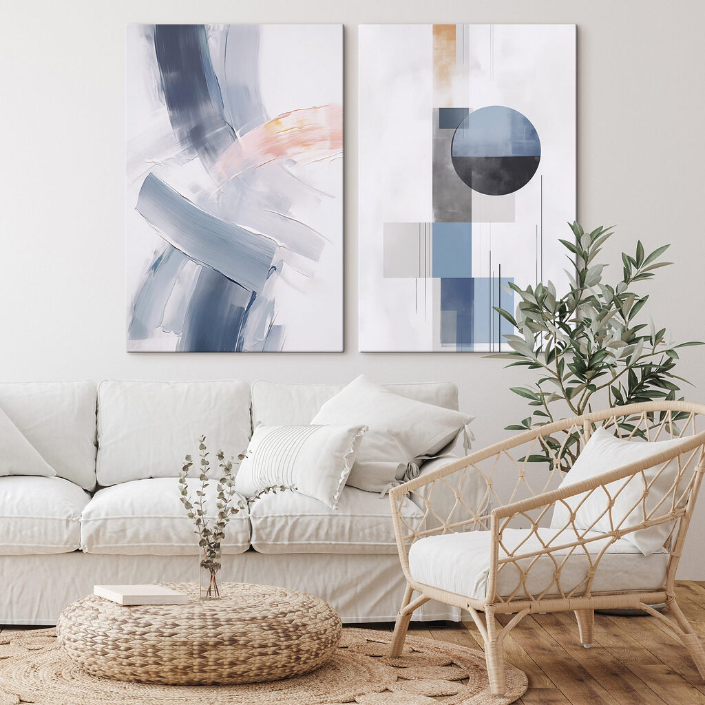 Twee schilderijen in verschillende kleuren — interieur 2