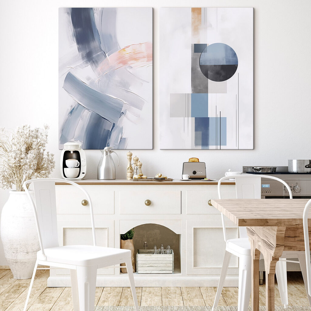 Twee schilderijen in verschillende kleuren — interieur 1