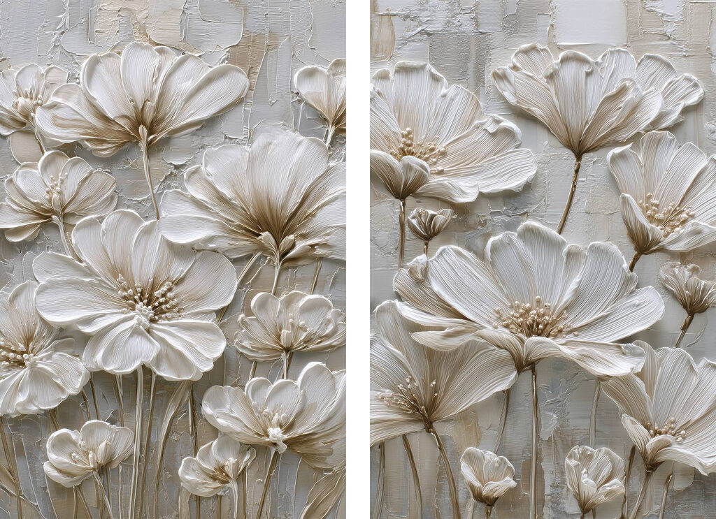 Verfijnde bloemen in zachte tinten — volledig ontwerp