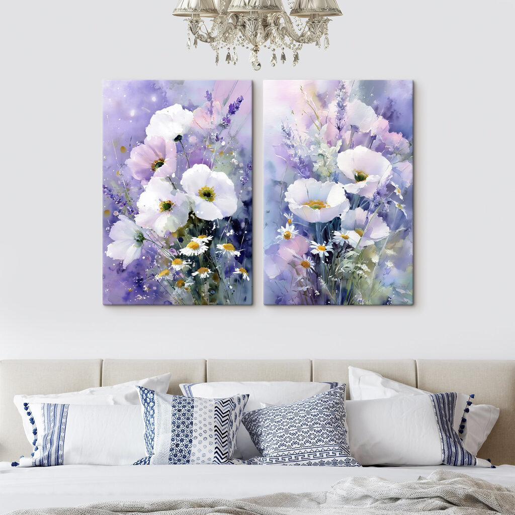 Verfijnde bloemen die dansen in zachte tinten in een interieur