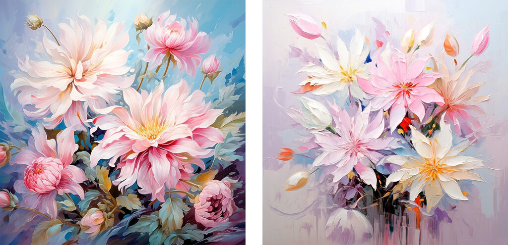 Schilderij van bloemen op doek — volledig ontwerp
