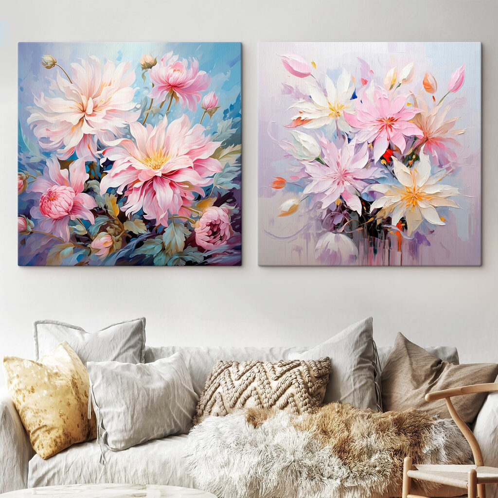 Schilderij van bloemen op doek — interieur 2