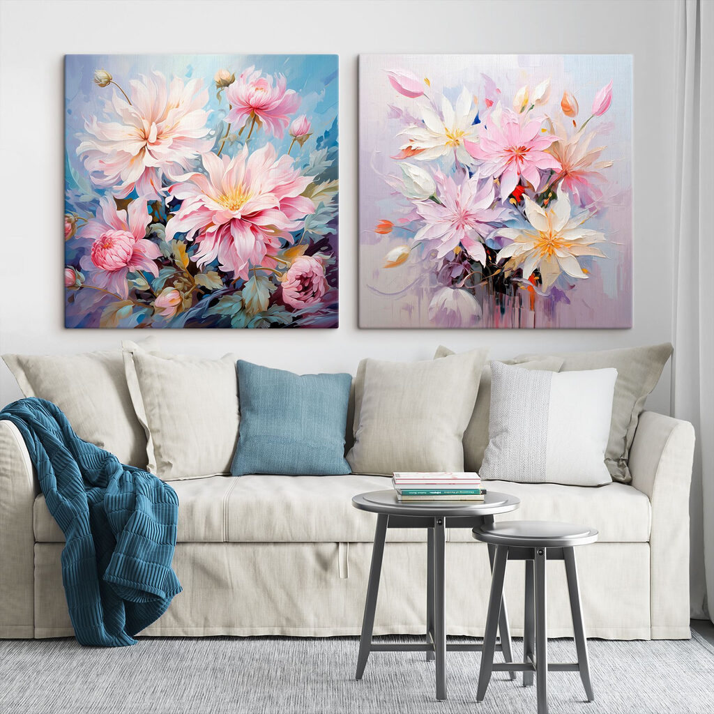 Schilderij van bloemen op doek — interieur 1