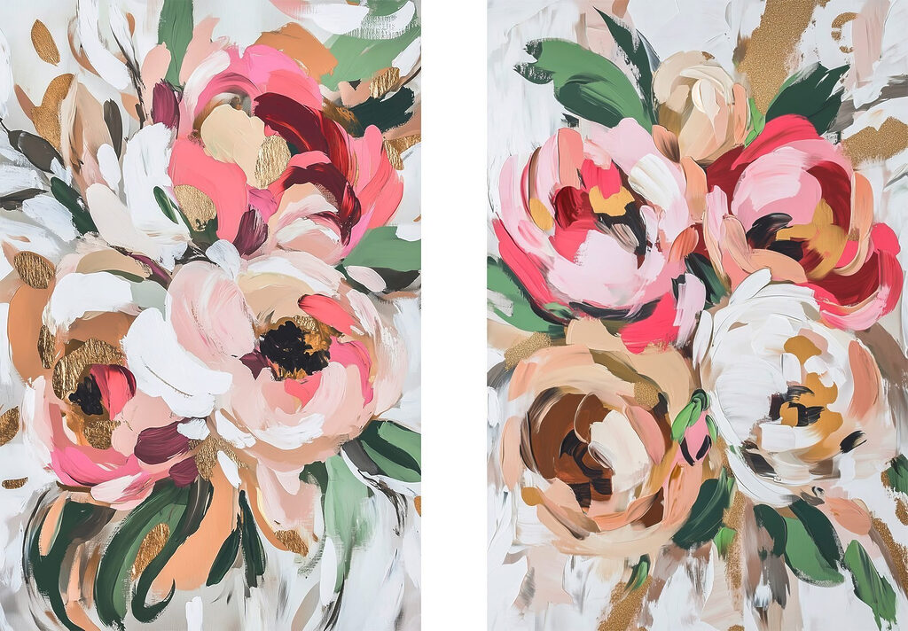 Schilderij van bloemen op een witte ondergrond — volledig ontwerp