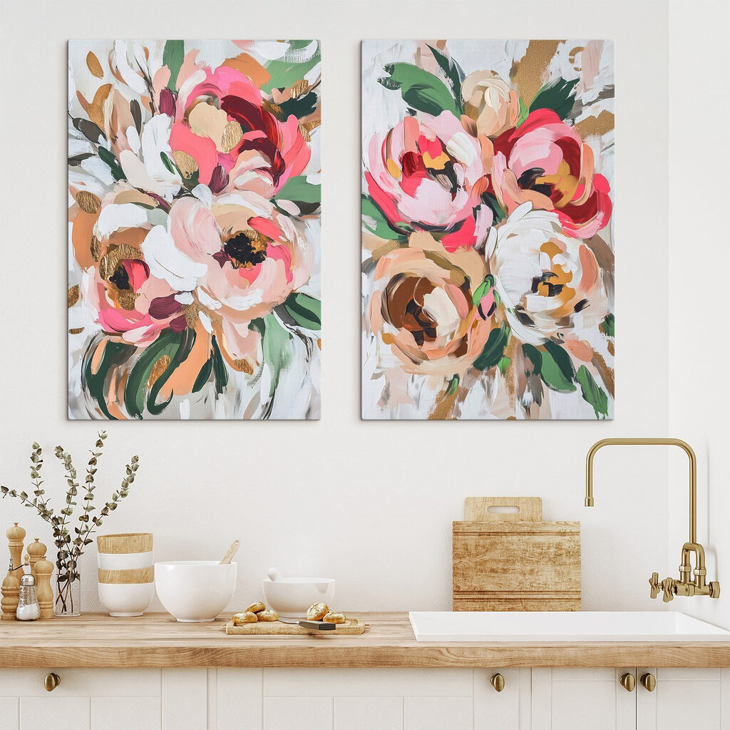 Schilderij van bloemen op een witte ondergrond — interieur 2