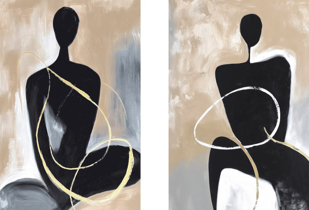 Twee kunstwerken van een vrouw — volledig ontwerp