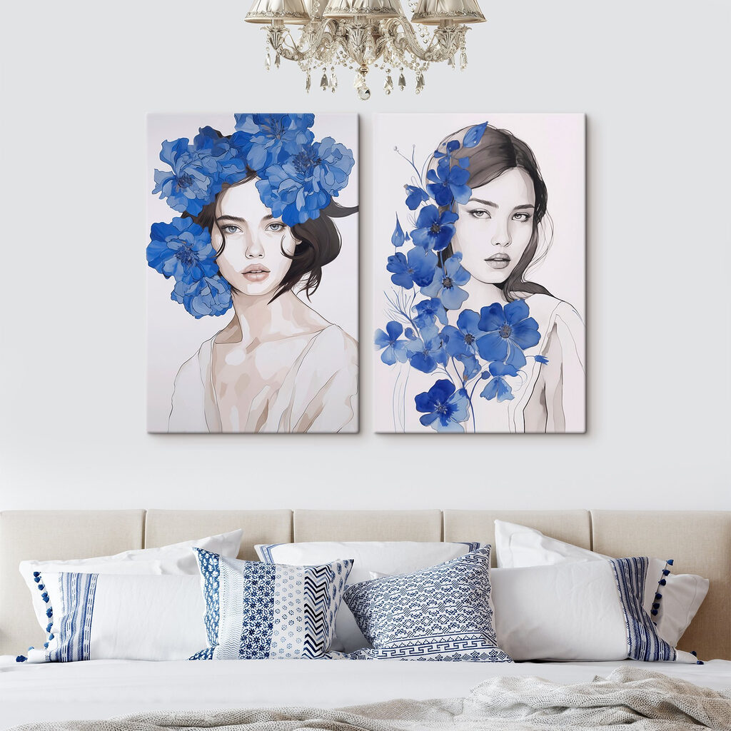 Collage van een vrouw met bloemen op haar hoofd — interieur 2