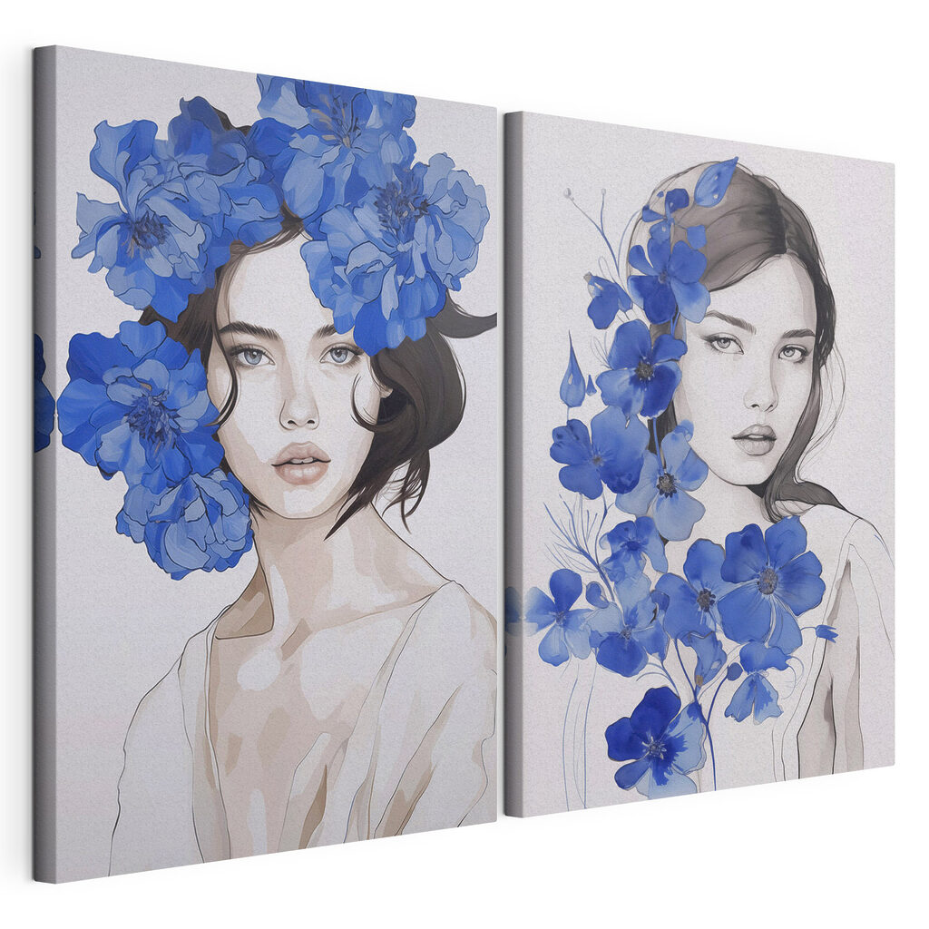 Collage van een vrouw met bloemen op haar hoofd — productweergave
