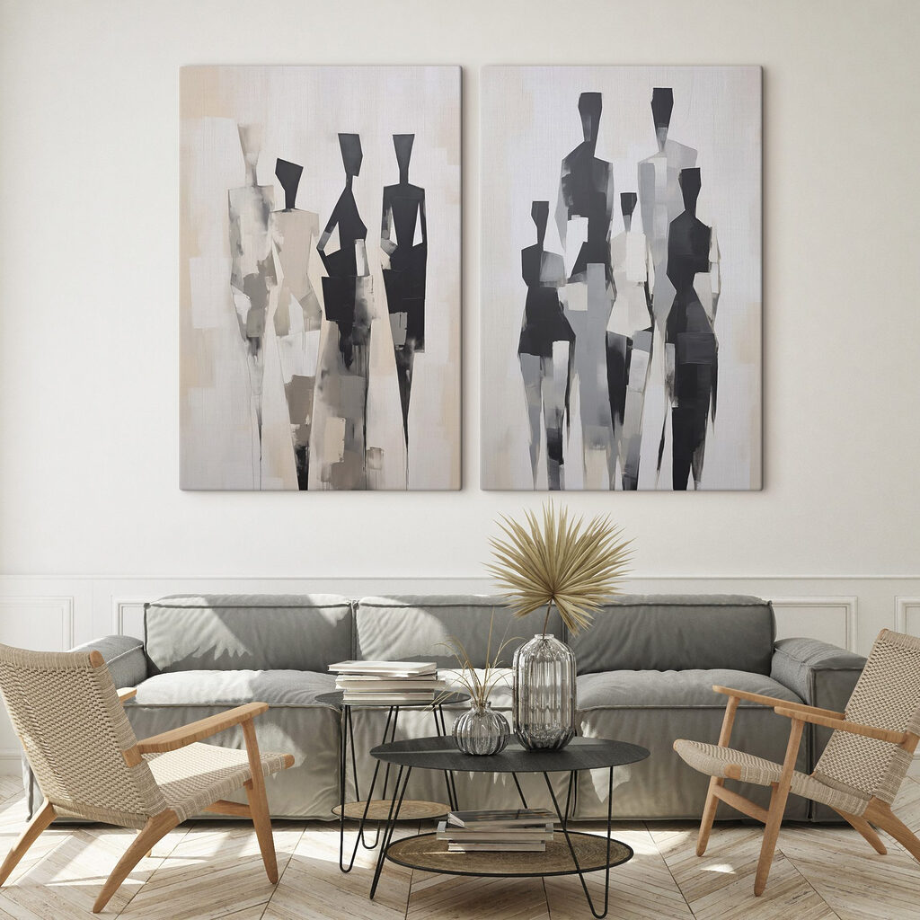 Een groep mensen in verschillende houdingen — interieur 1