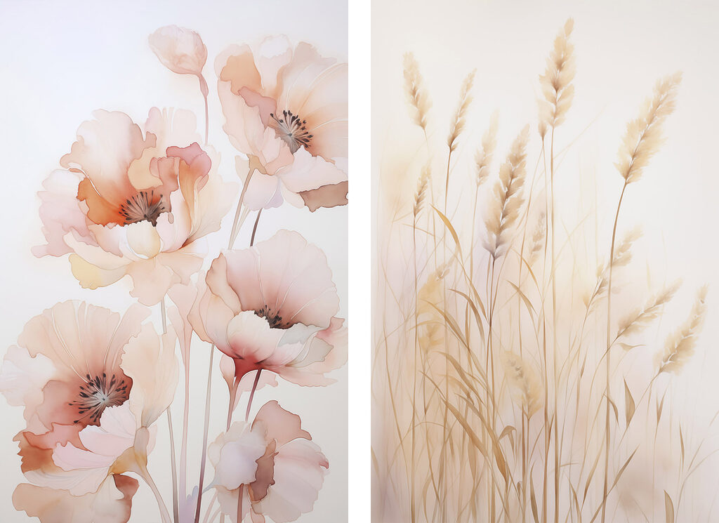 Schilderij van bloemen en tarwe — volledig ontwerp