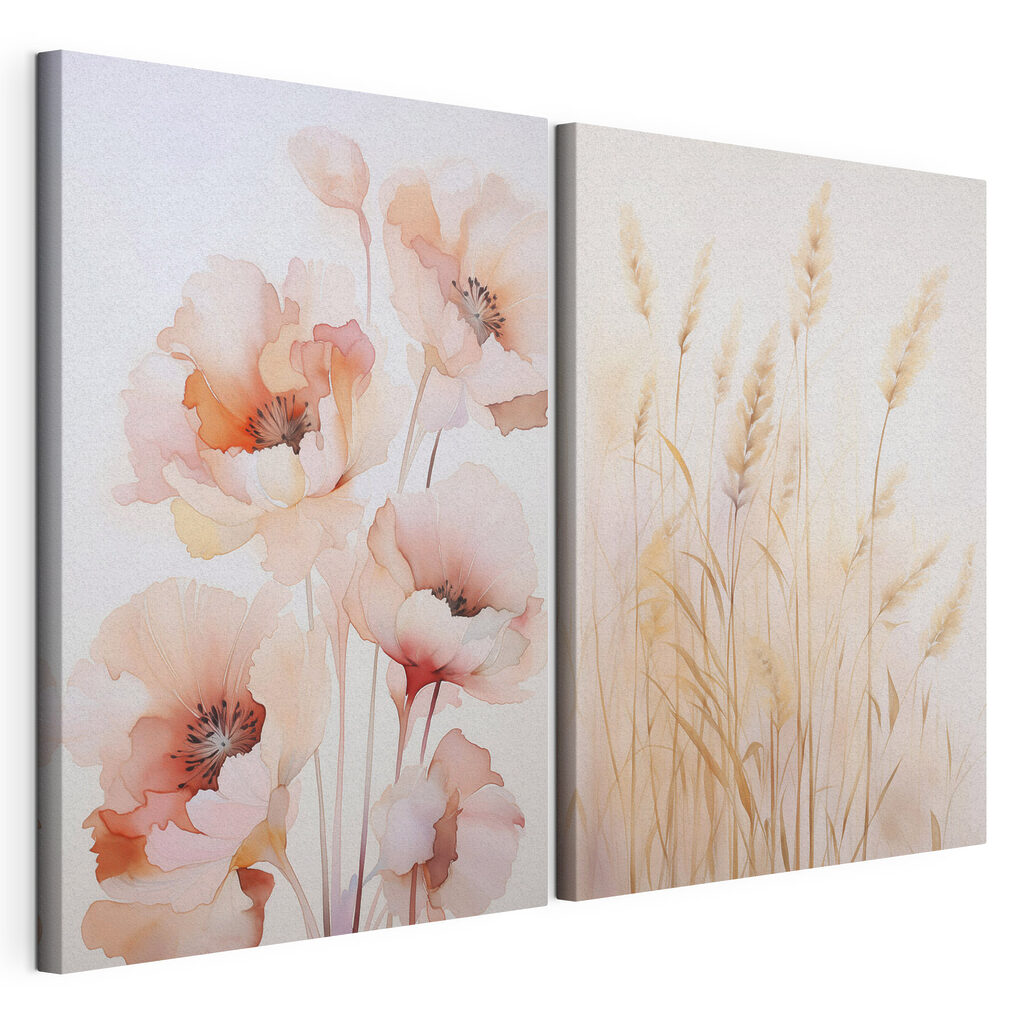 Schilderij van bloemen en tarwe — productweergave