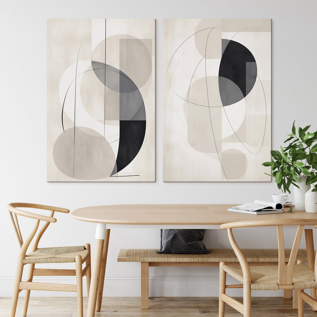 Twee kunstwerken in een interieur