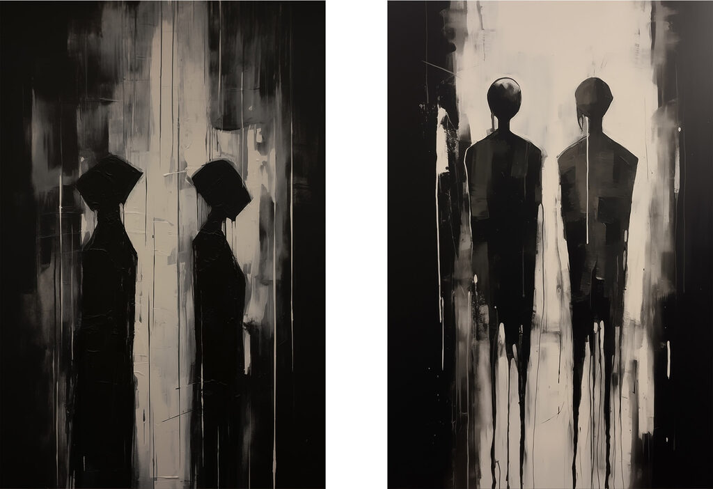 Schilderij van een paar mensen — volledig ontwerp