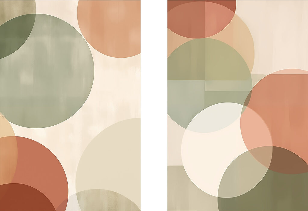Abstracte cirkels in zachte kleuren — volledig ontwerp