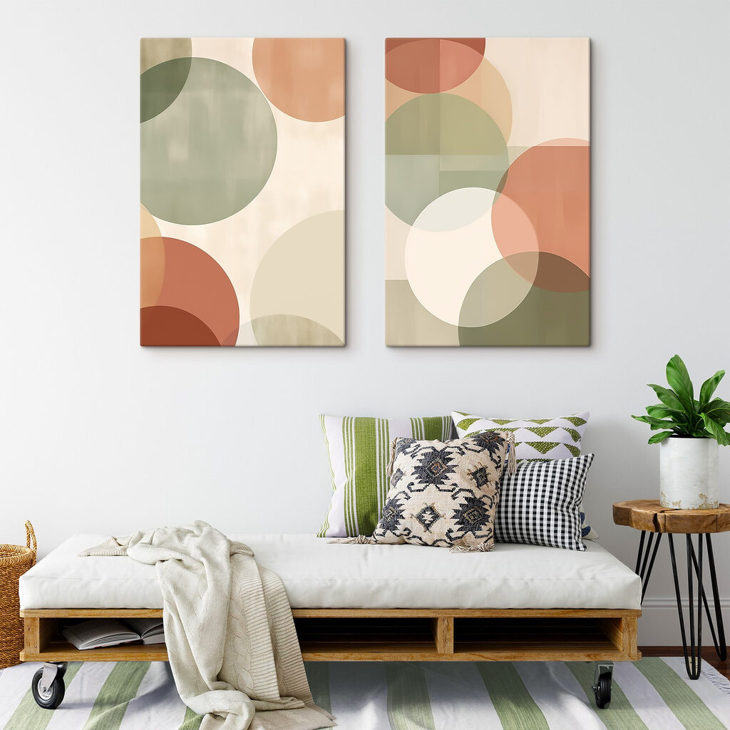 Abstracte cirkels in zachte kleuren — interieur 1