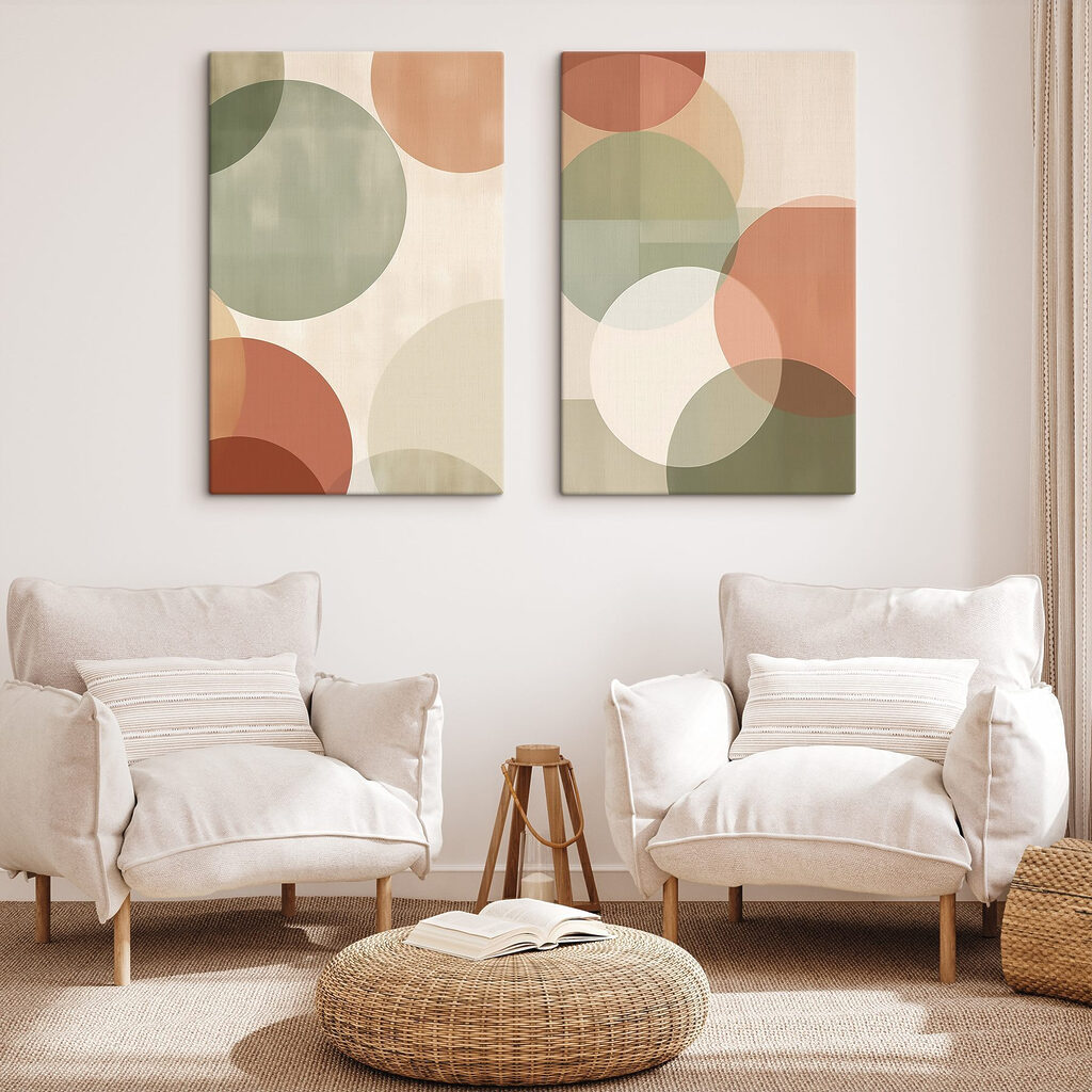 Abstracte cirkels in zachte kleuren — interieur 2
