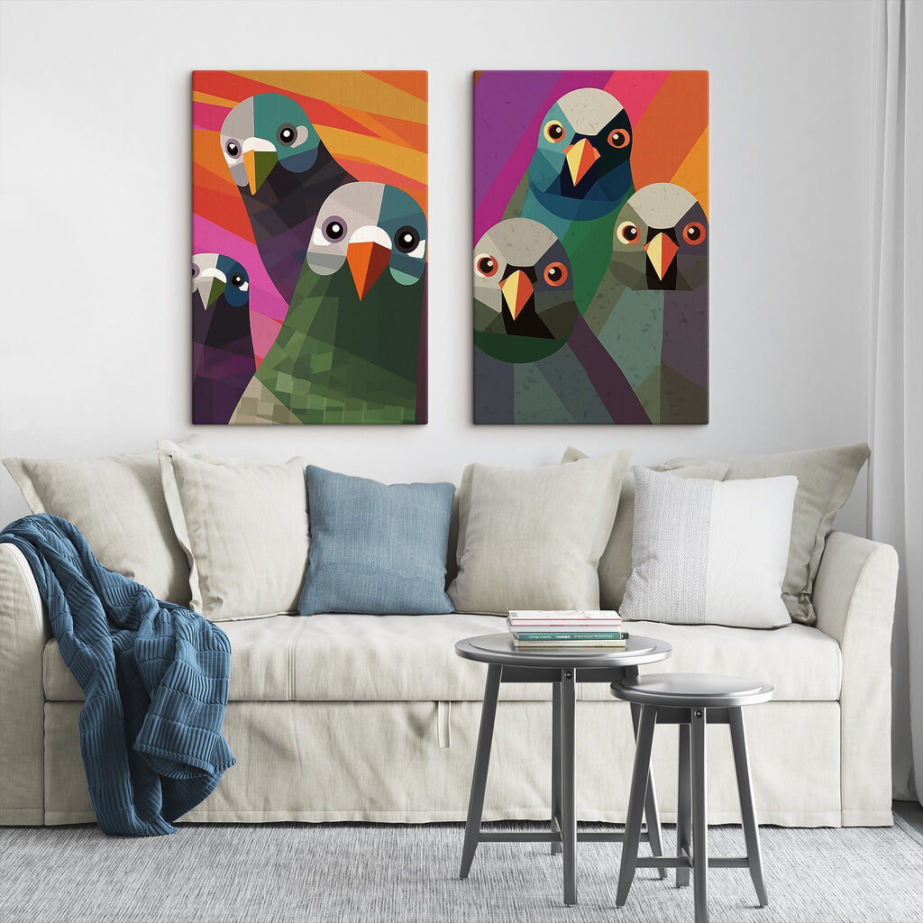 Een groep vogels in verschillende kleuren — interieur 1