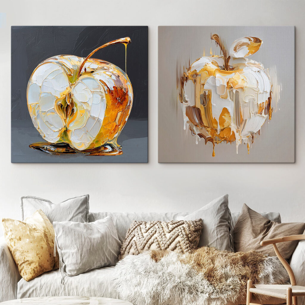 Een elegante appel met een unieke twist in een interieur