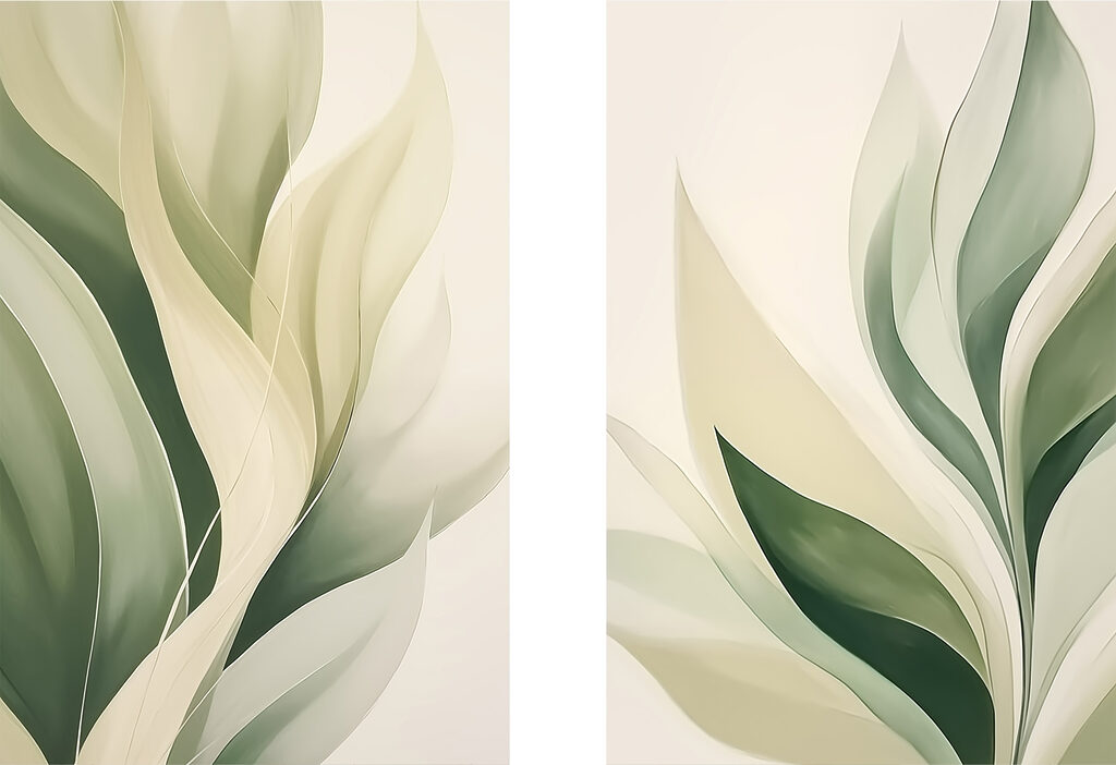 Zachte golven van groen en crème — volledig ontwerp