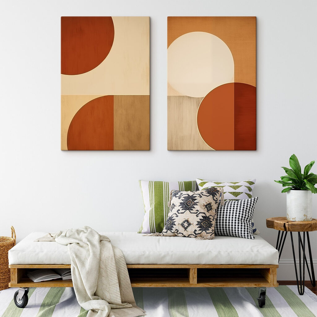 Collage van een schilderij in een interieur