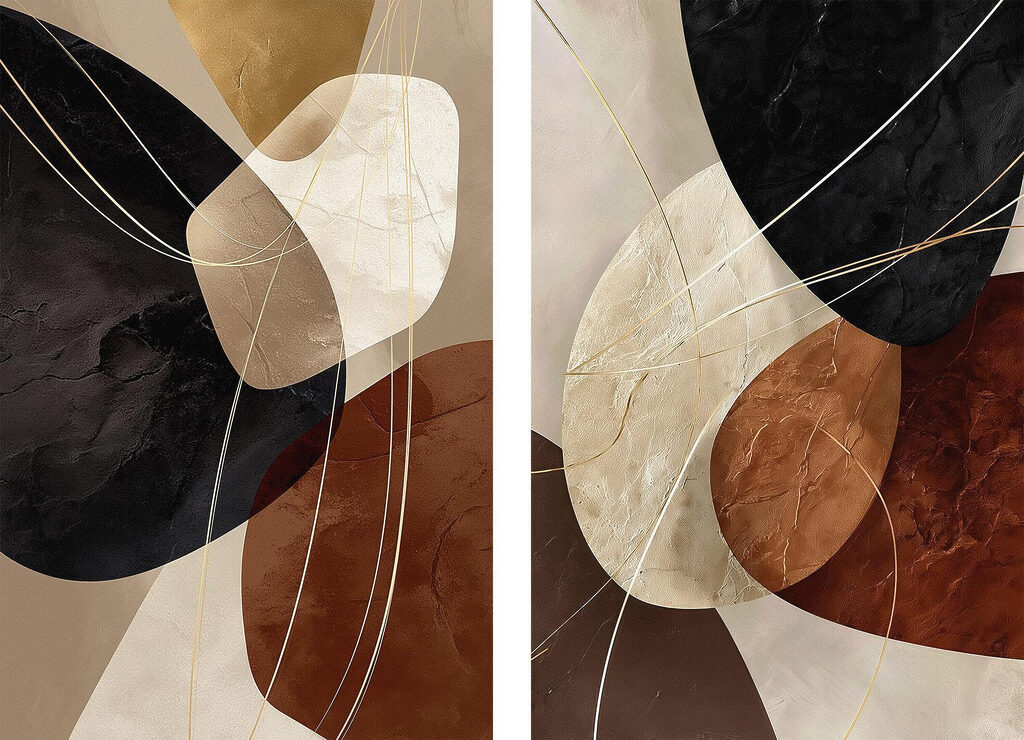 Abstracte vormen in warme tinten — volledig ontwerp