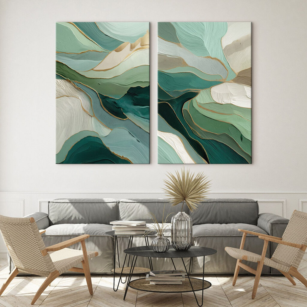 Twee afbeeldingen van een schilderij — interieur 1