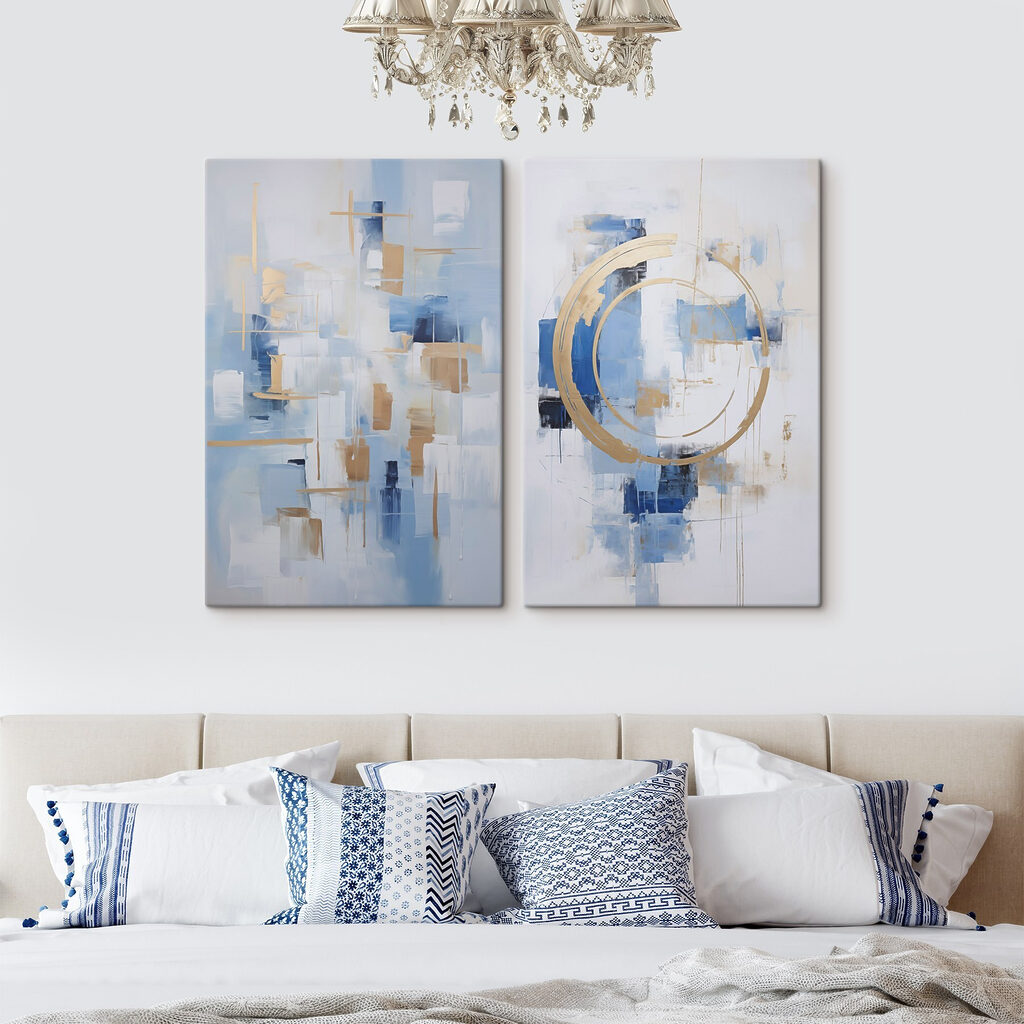 Twee schilderijen in verschillende kleuren — interieur 1