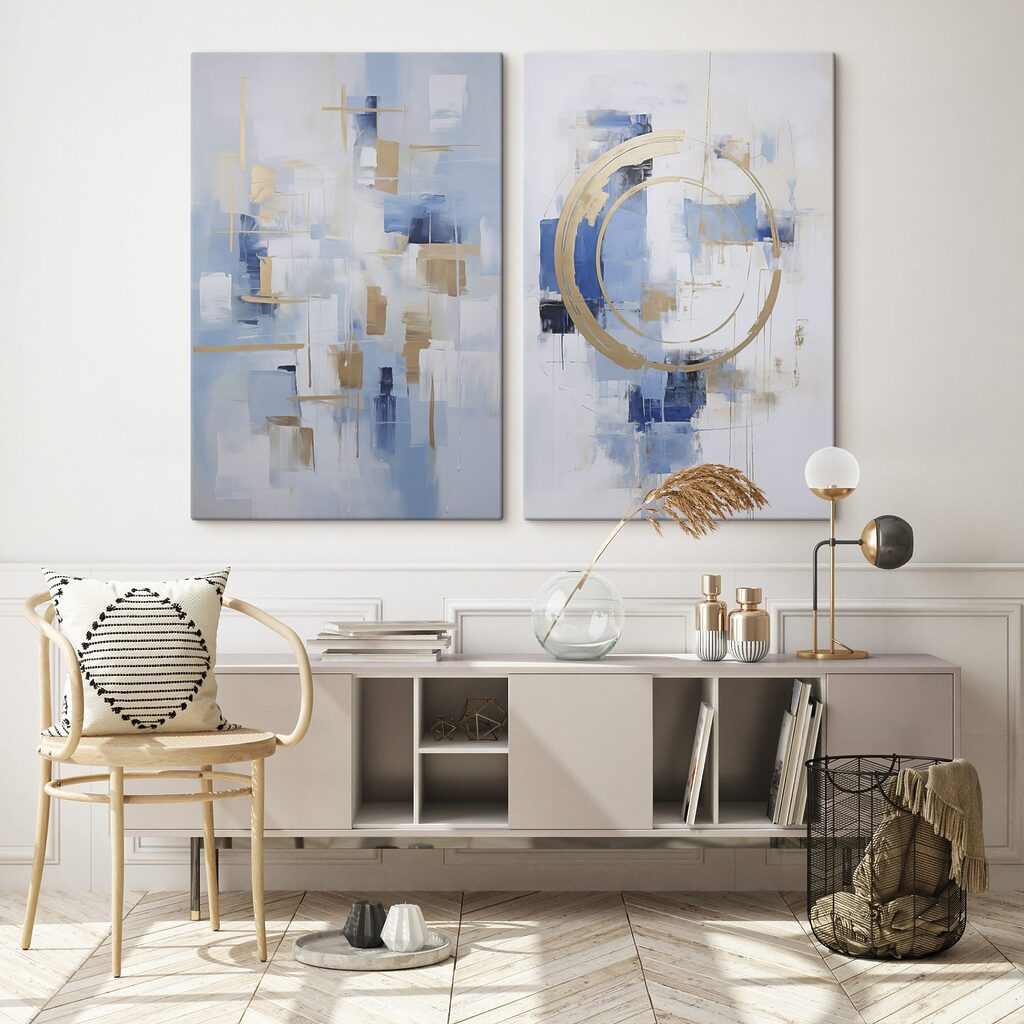 Twee schilderijen in verschillende kleuren — interieur 2