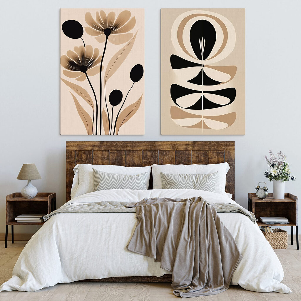 Verfijnd bloemmotief in aardetinten — interieur 1