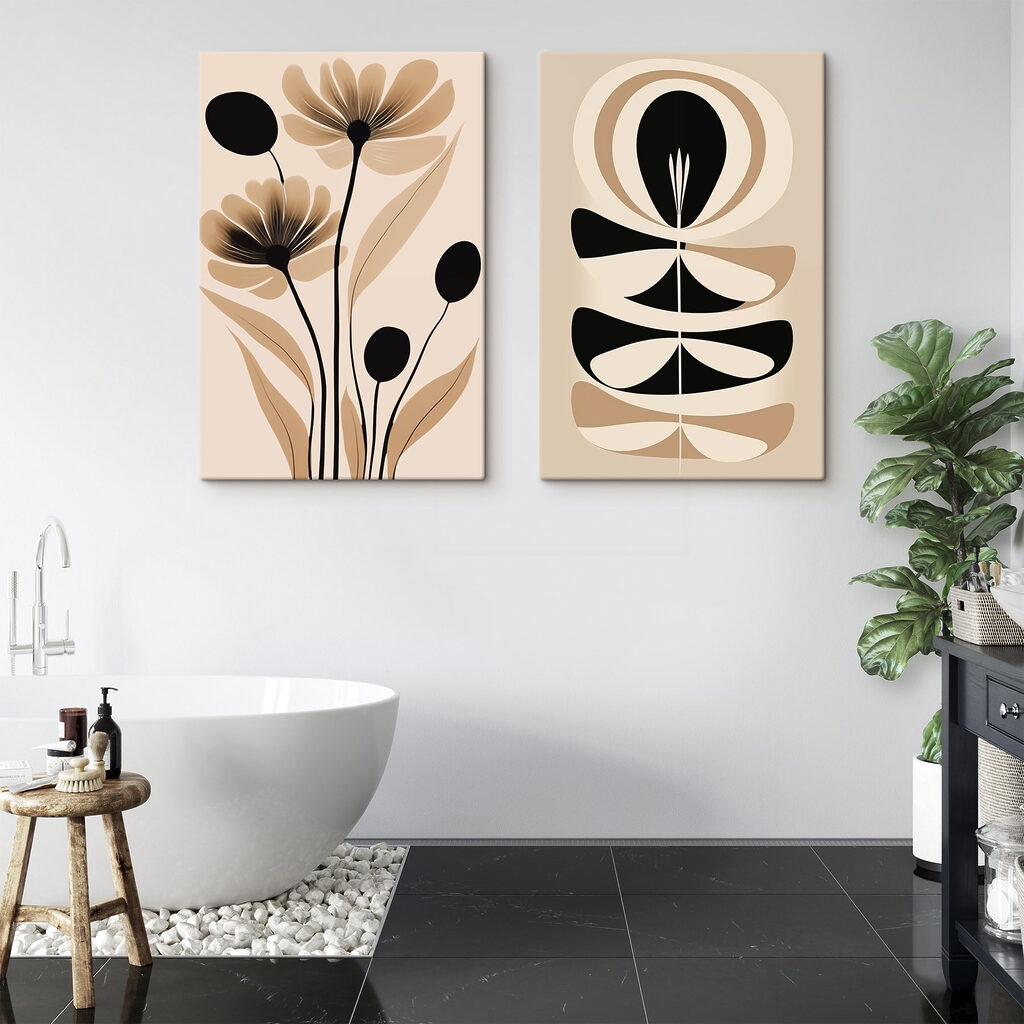 Verfijnd bloemmotief in aardetinten — interieur 2