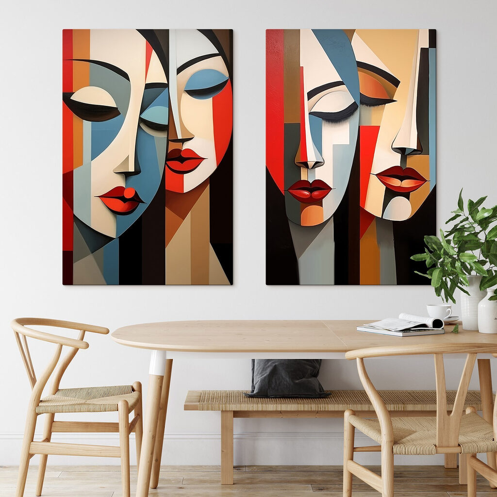 Collage van een schilderij van het gezicht van een vrouw — interieur 2